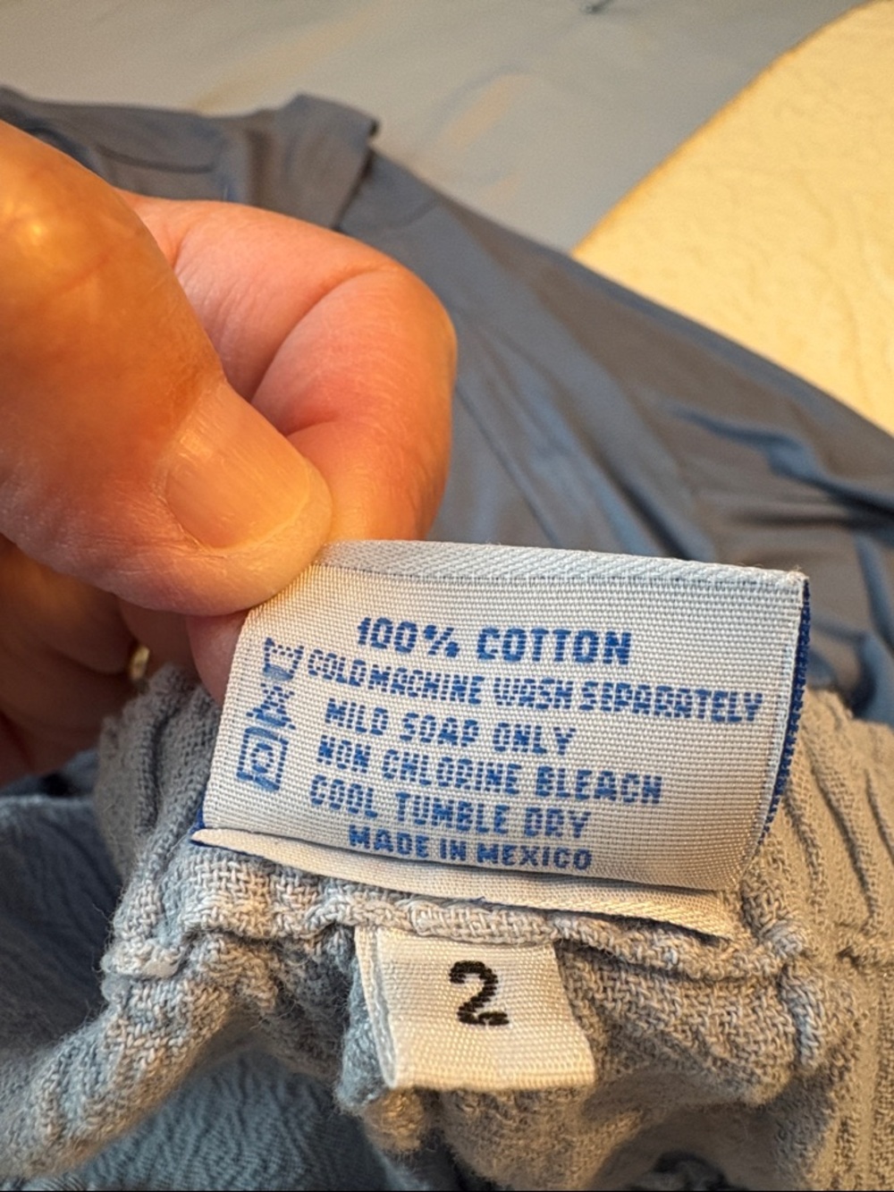Oh My Gauze! Essie , Dusty blue Textured Gauze Pants - Picture 5 of 6